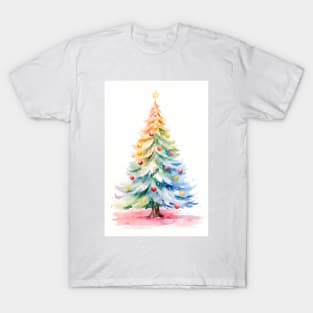 Modern Abstract Watercolor Christmas Tree T-Shirt